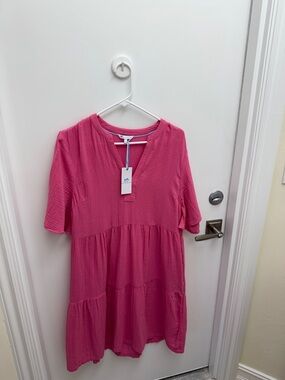 Southern Tide Hot Pink Tiered Tunic Dress